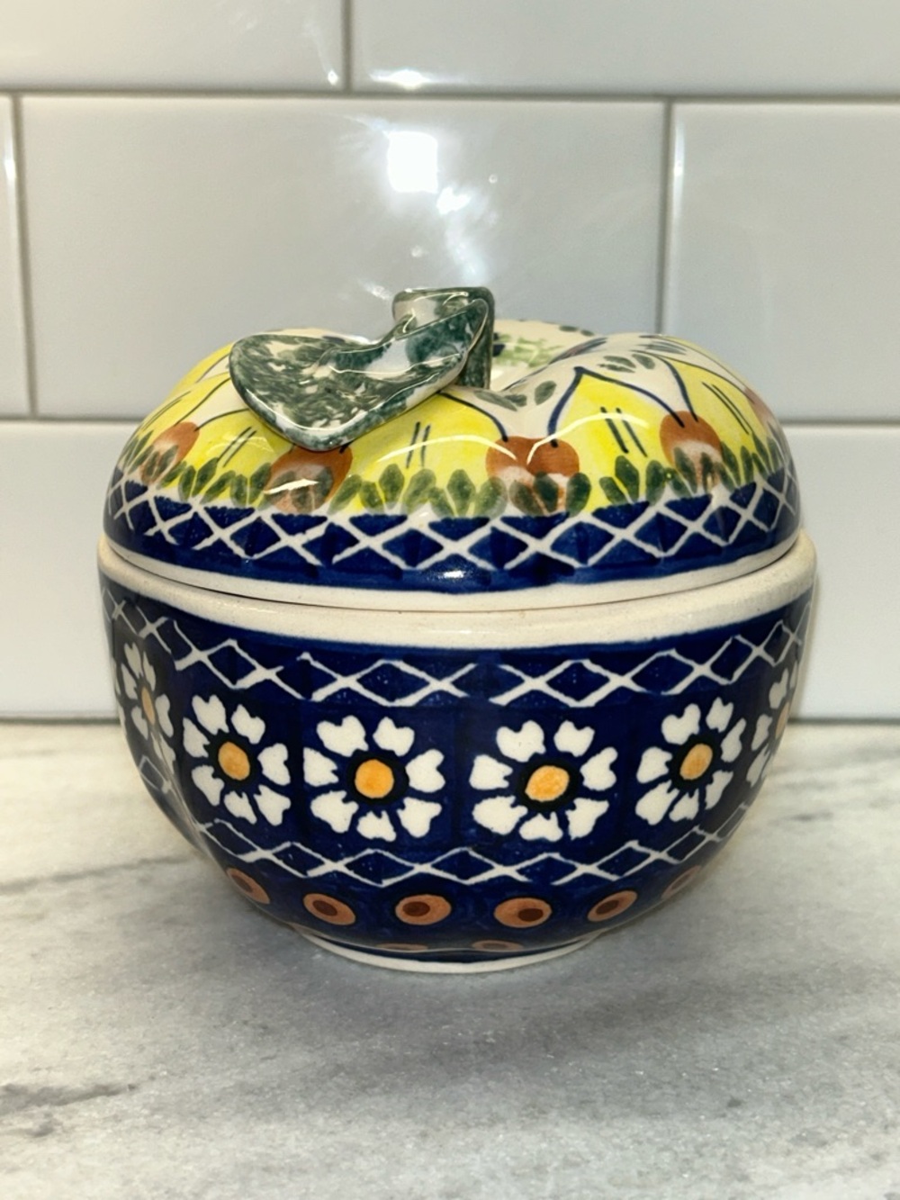 Wiza Polish Pottery Stonewear Handmade Apple Baker Or Potpourri Canister